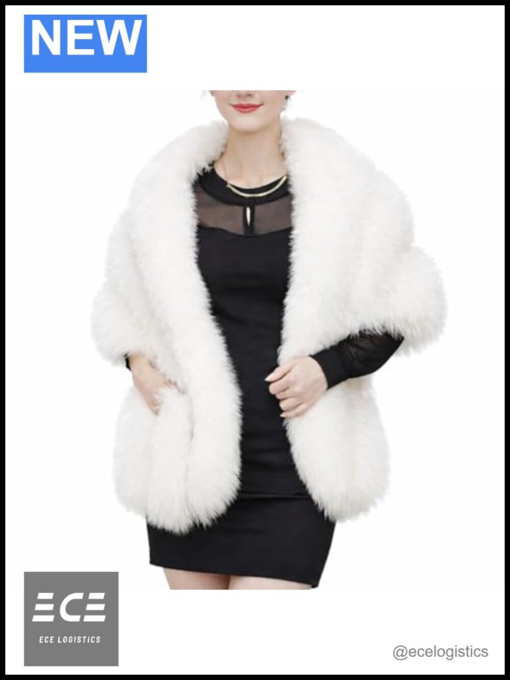 Faux Fur Shawl Long Luxury Shrug Coat Wedding Party Fur Stole Wrap